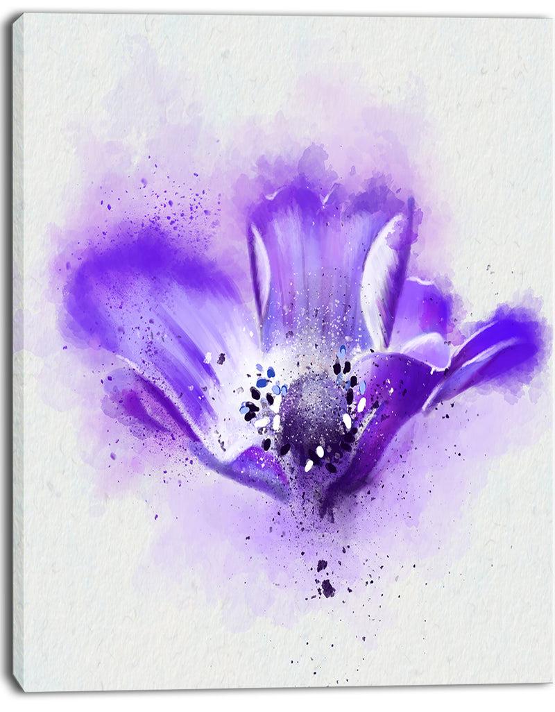 DesignQ Stylized Watercolor Poppy Flower - Floral Canvas Artwork Print