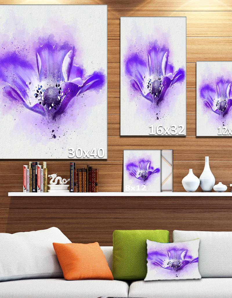DesignQ Stylized Watercolor Poppy Flower - Floral Canvas Artwork Print
