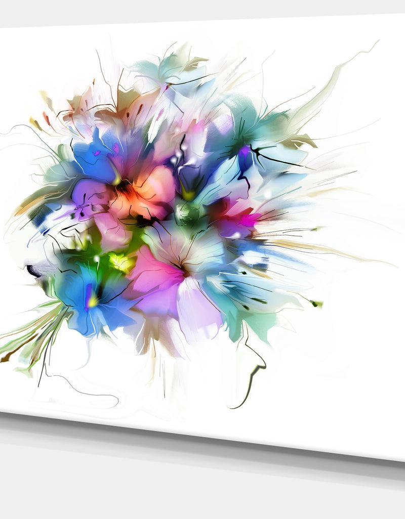 DesignQ Summer Colorful Flowers - Watercolor Painting Canvas Print