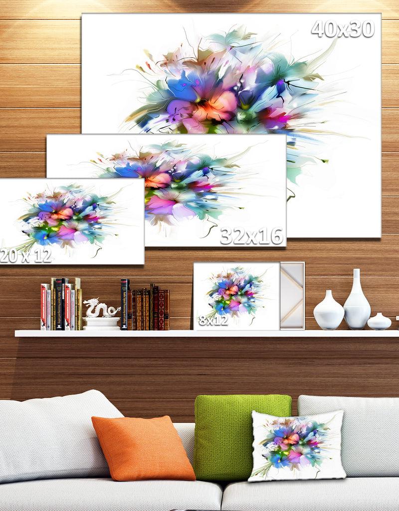 DesignQ Summer Colorful Flowers - Watercolor Painting Canvas Print