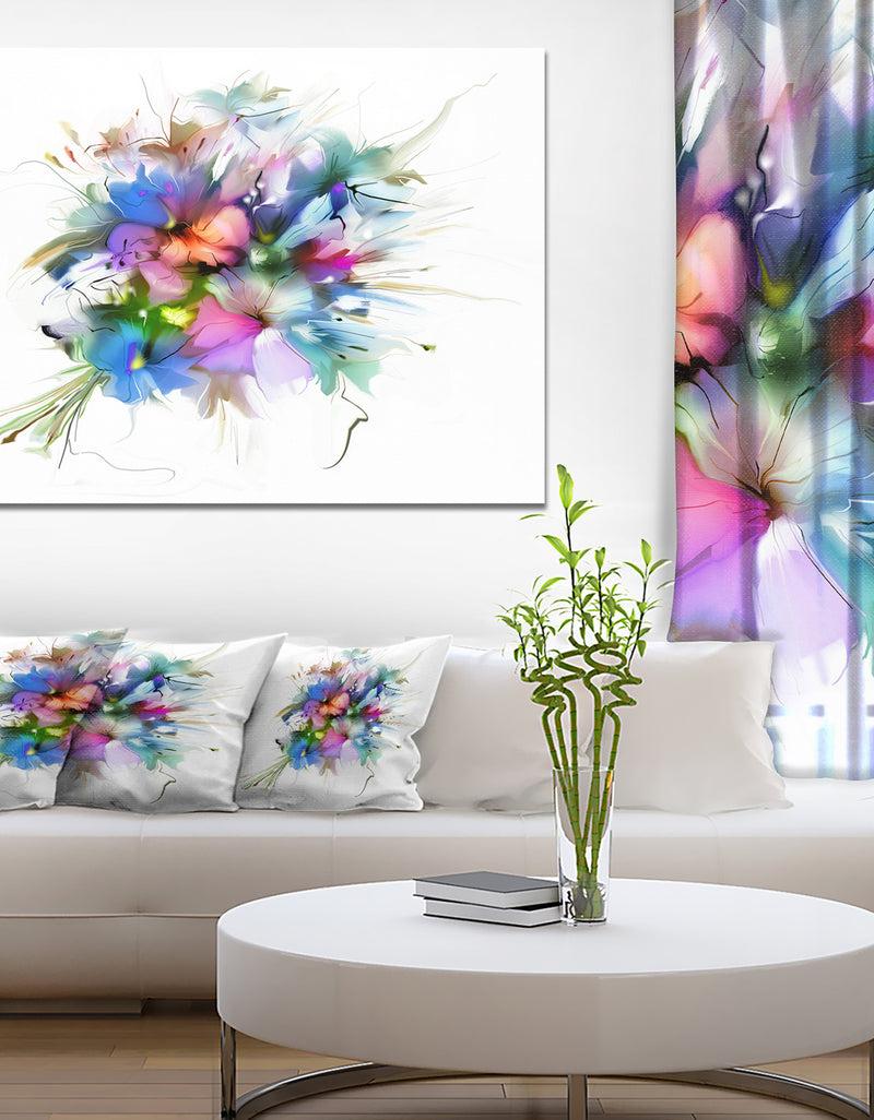 DesignQ Summer Colorful Flowers - Watercolor Painting Canvas Print