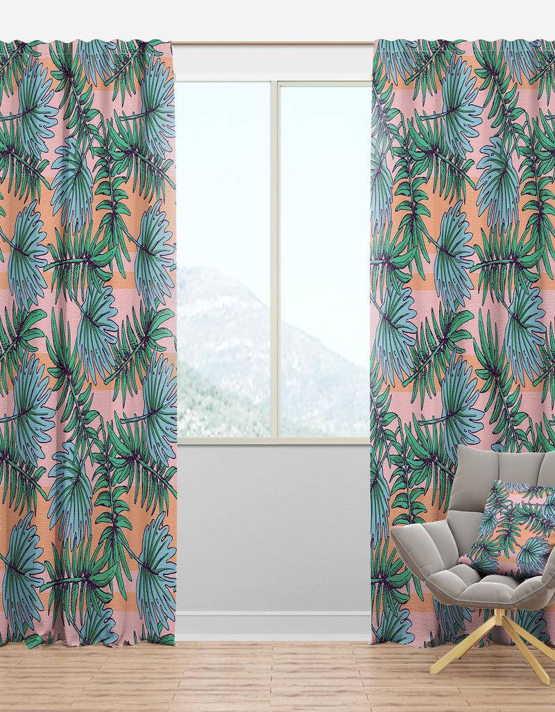 DesignQ Summer Colorful Hawaiian Pattern with Tropical Plants - Tropical Curtain Panels