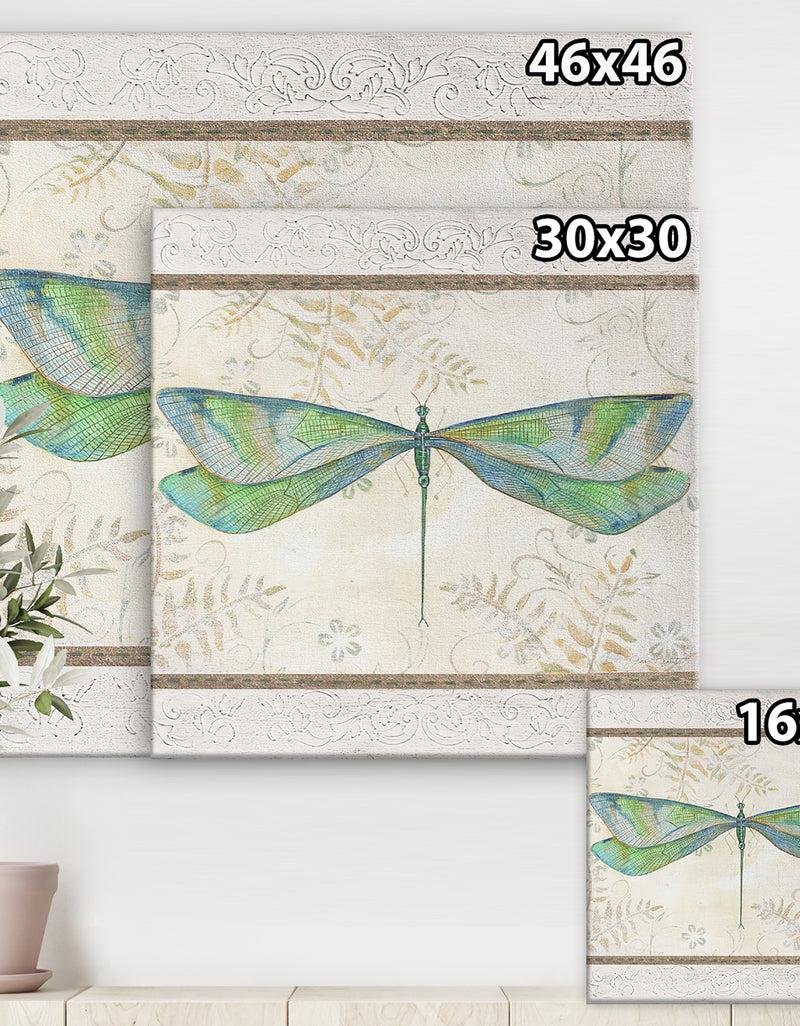 DesignQ Summer Dragonfly 3 - Cottage Canvas Art Print