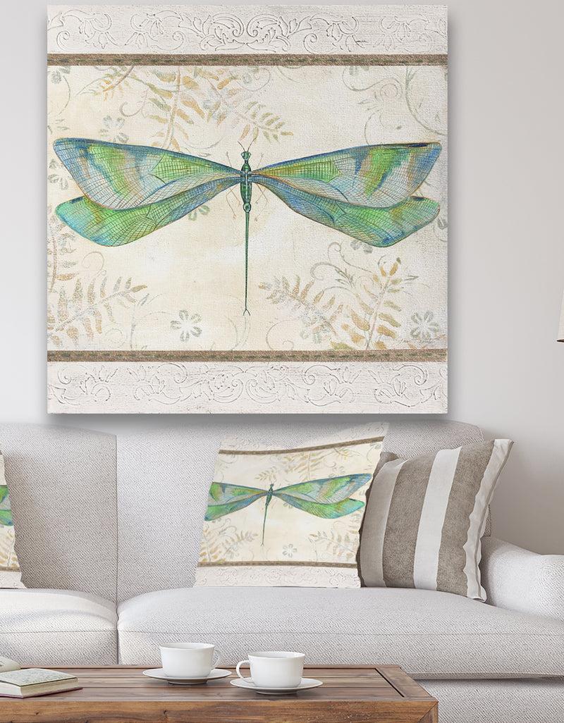 DesignQ Summer Dragonfly 3 - Cottage Canvas Art Print