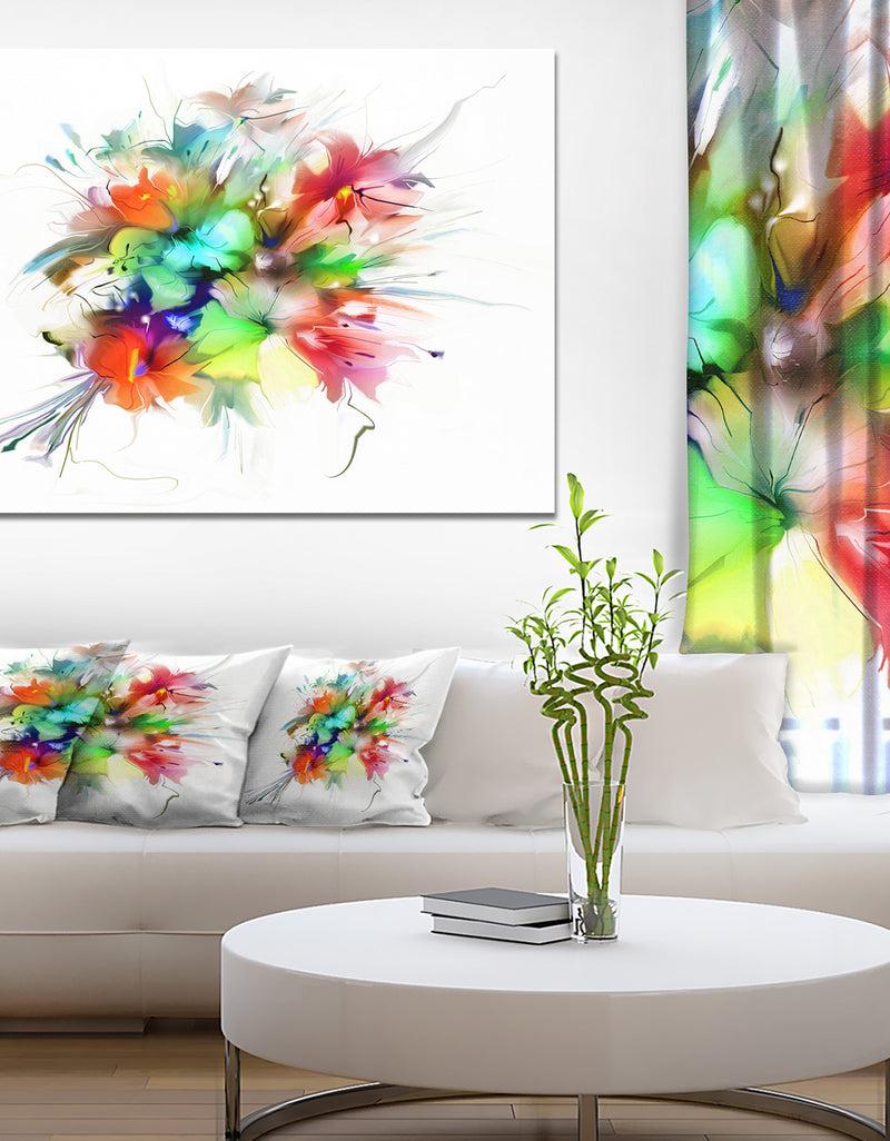 DesignQ Summer Flowers in Different Colors - Floral Digital Art Canvas Print
