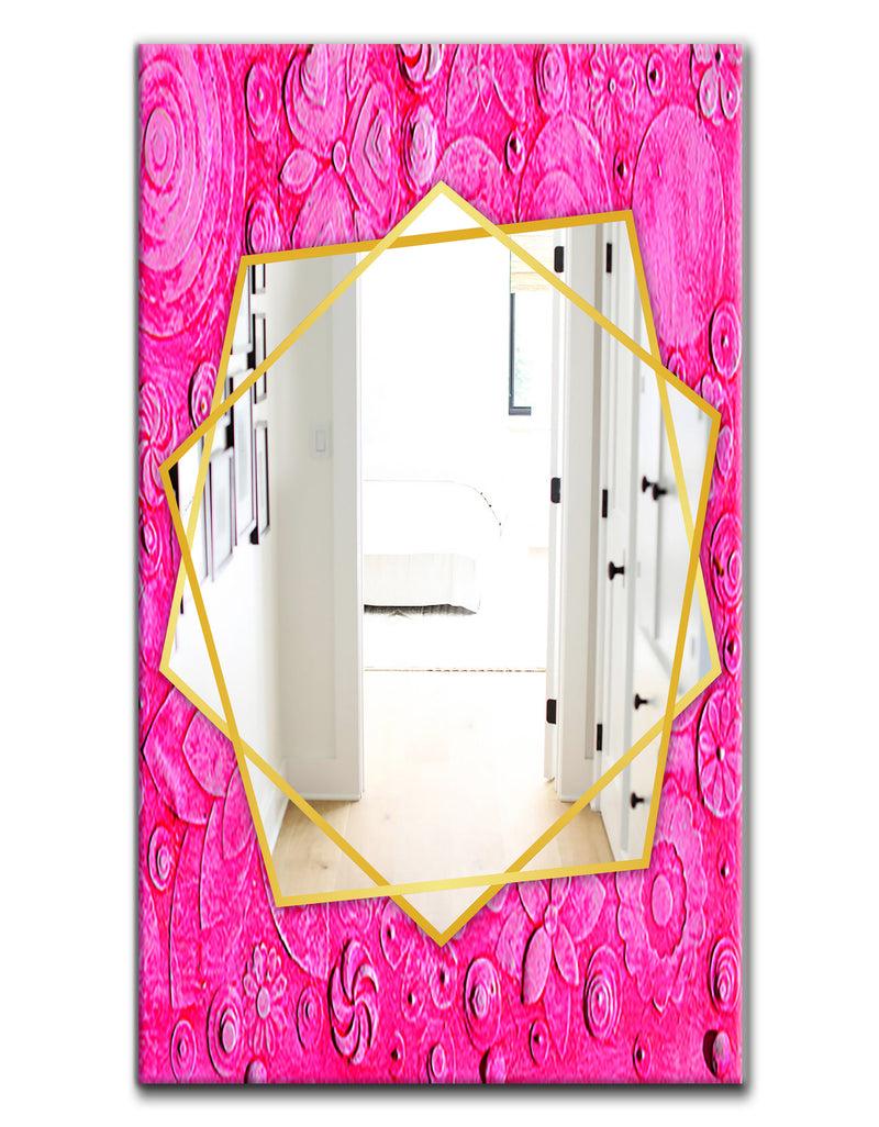 DesignQ Summer HawaIIn Flowers - Traditional Mirror - Frameless Wall Mirror