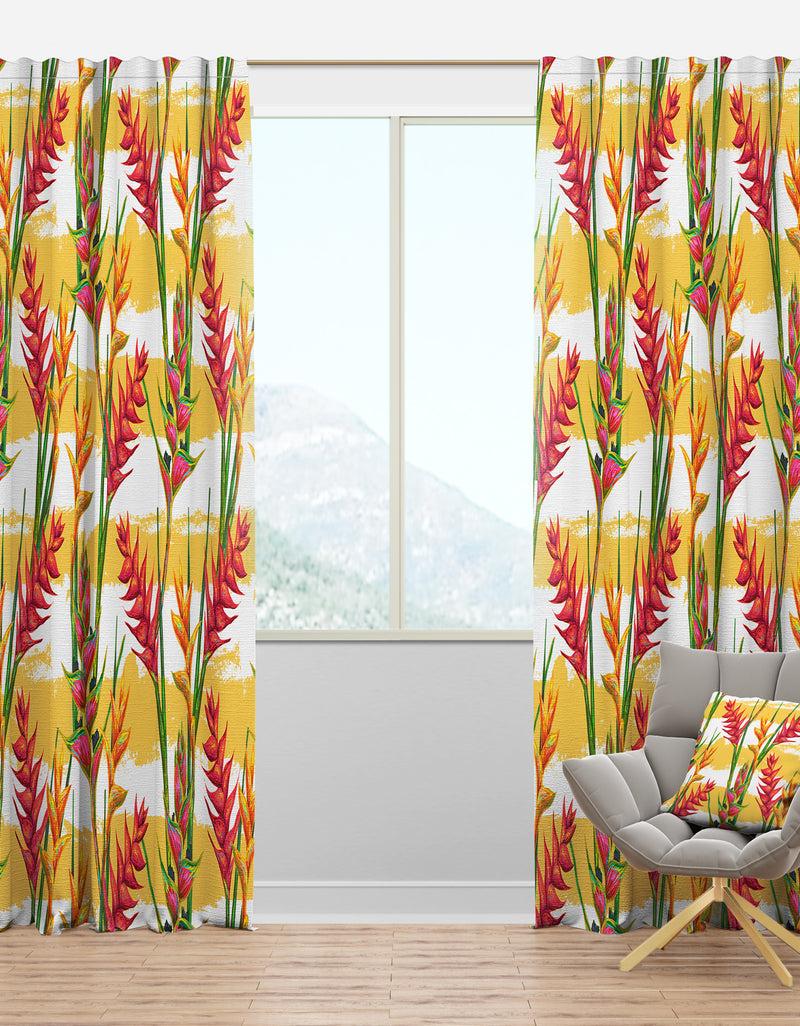 DesignQ Summer Jungle Pattern with Tropical Flowers Heliconia - Tropical Curtain Panels