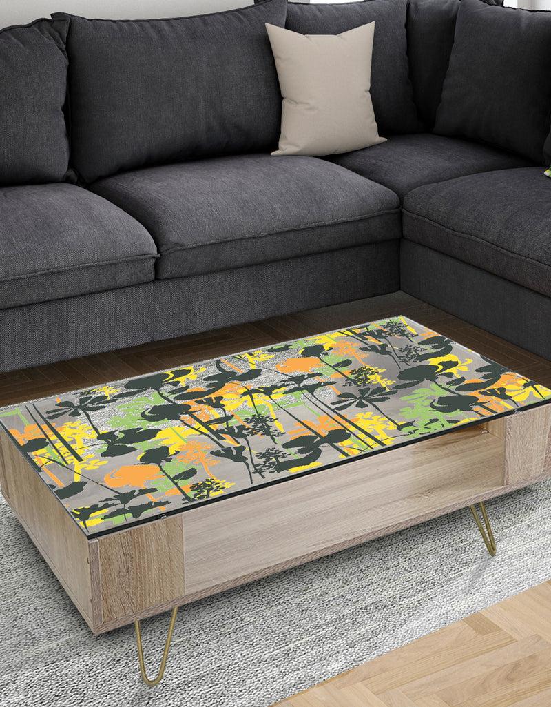 DesignQ Summer meadow pattern black silhouettes - Glam Coffee Table