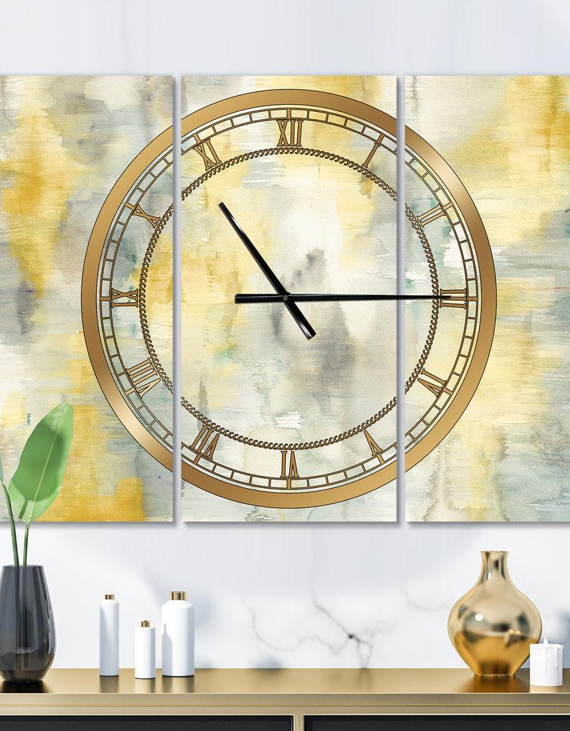 DesignQ Summer Shower - Glam 3 Panels Oversized Wall CLock