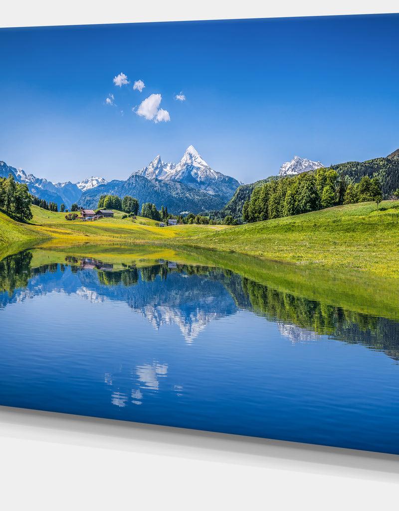 DesignQ Summer With Clear Mountain Lake - Extra Large Landscape Canvas Art Print