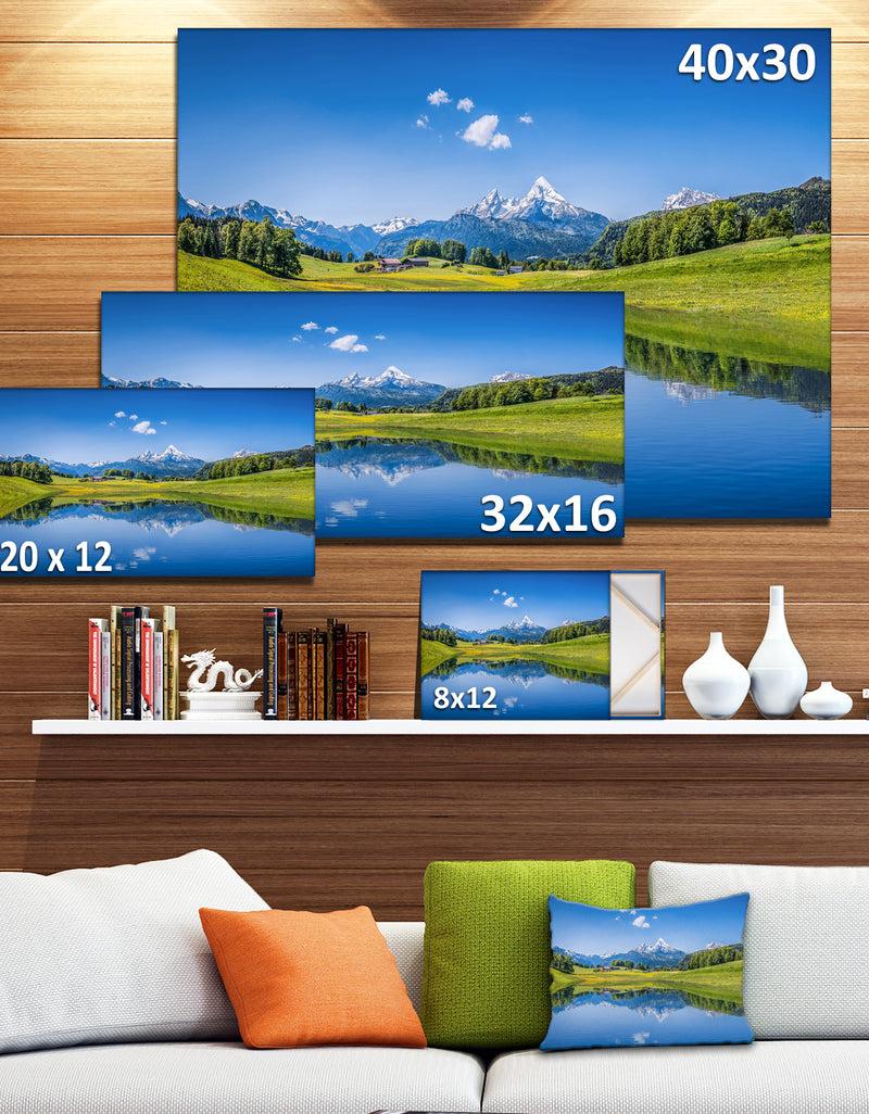 DesignQ Summer With Clear Mountain Lake - Extra Large Landscape Canvas Art Print