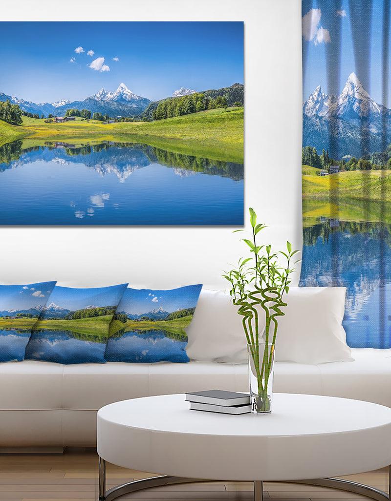 DesignQ Summer with Clear Mountain Lake - Extra Large Landscape Canvas Art Print