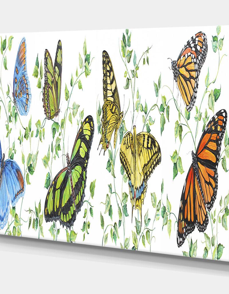 DesignQ Summertime Butterflies E - Cottage Canvas Art Print