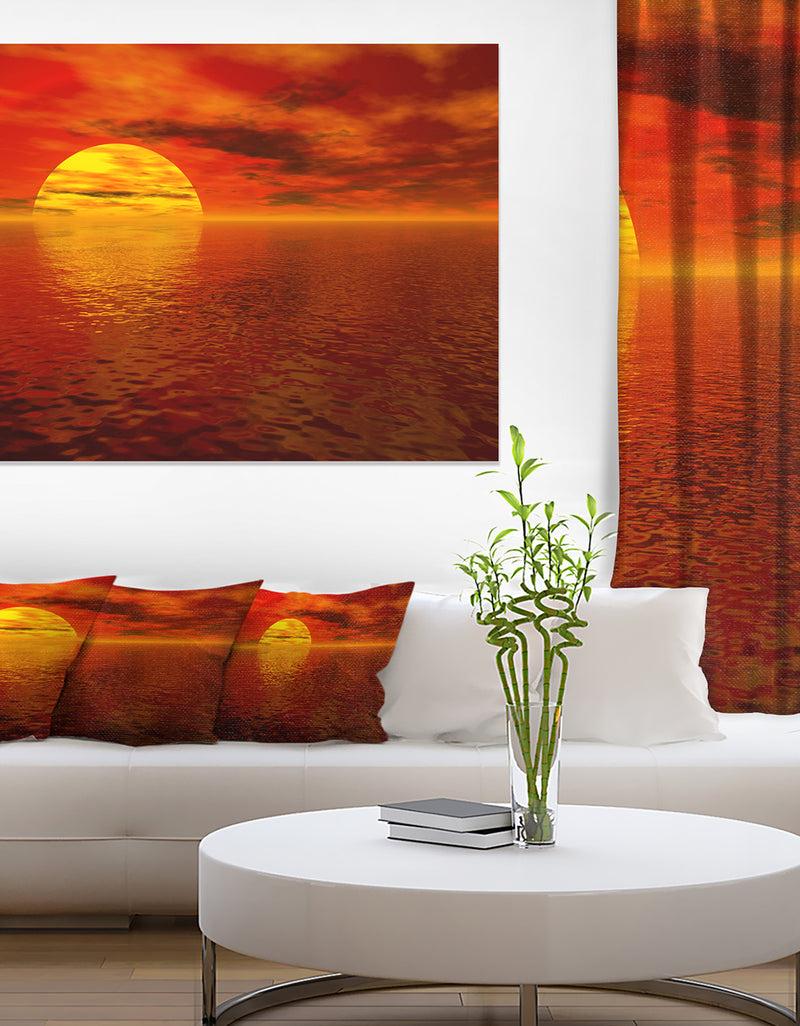 DesignQ Sun Falling to Yellow Ocean - Large Seashore Canvas Print