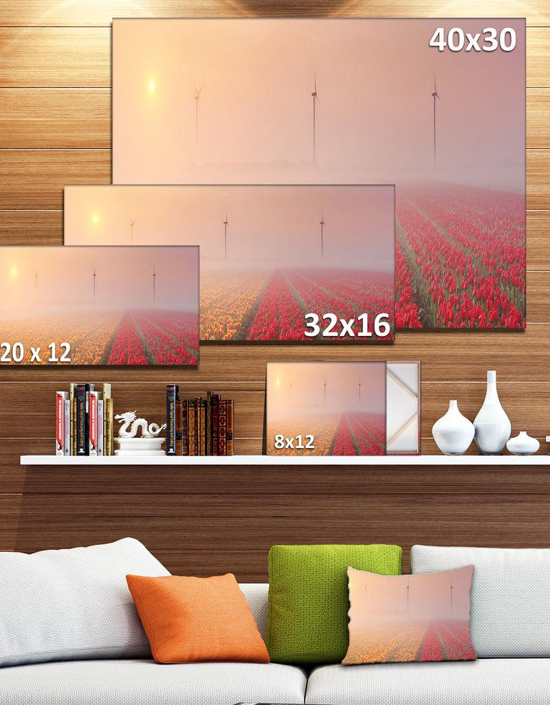 DesignQ Sun Over Blooming Lake Panorama - Landscape Wall Art On Canvas