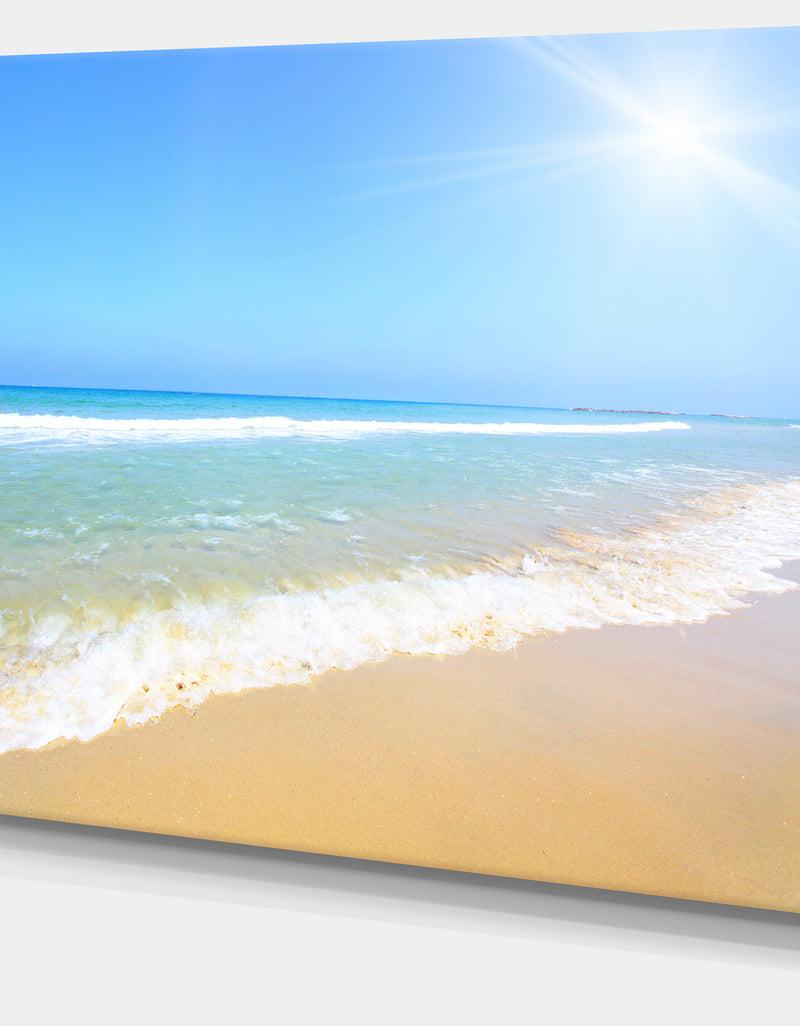 DesignQ Sun Over Tropical Beach - Seashore Photo Canvas Art Print