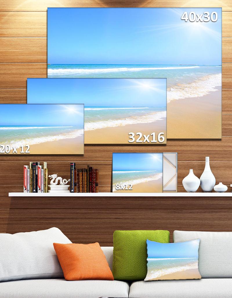 DesignQ Sun Over Tropical Beach - Seashore Photo Canvas Art Print