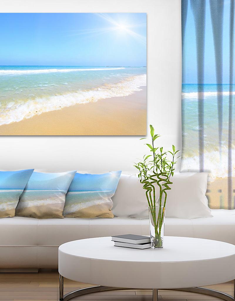 DesignQ Sun Over Tropical Beach - Seashore Photo Canvas Art Print