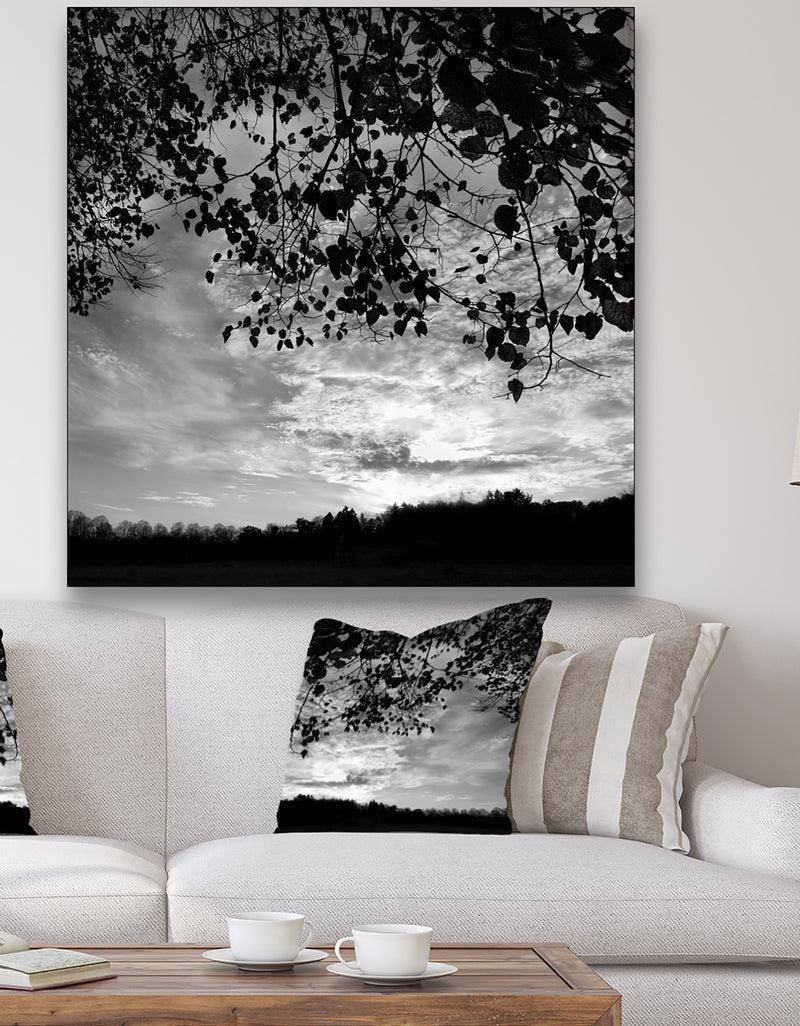 DesignQ Sundown Square B&W - Cottage Premium Canvas Wall Art