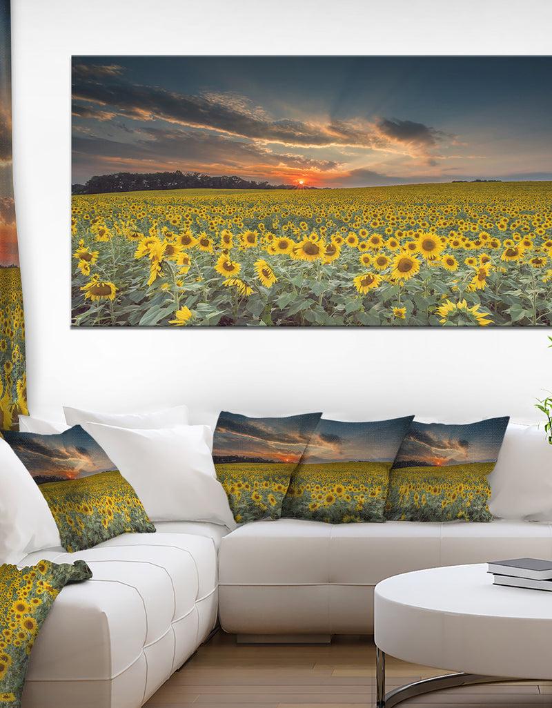 DesignQ Sunflower Sunset with Cloudy Sky - Large Landscape Canvas Art