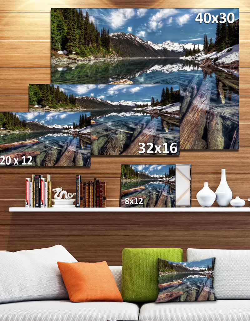 DesignQ Sunken Logs N Mountain Lake - Extra Large Landscape Art Canvas