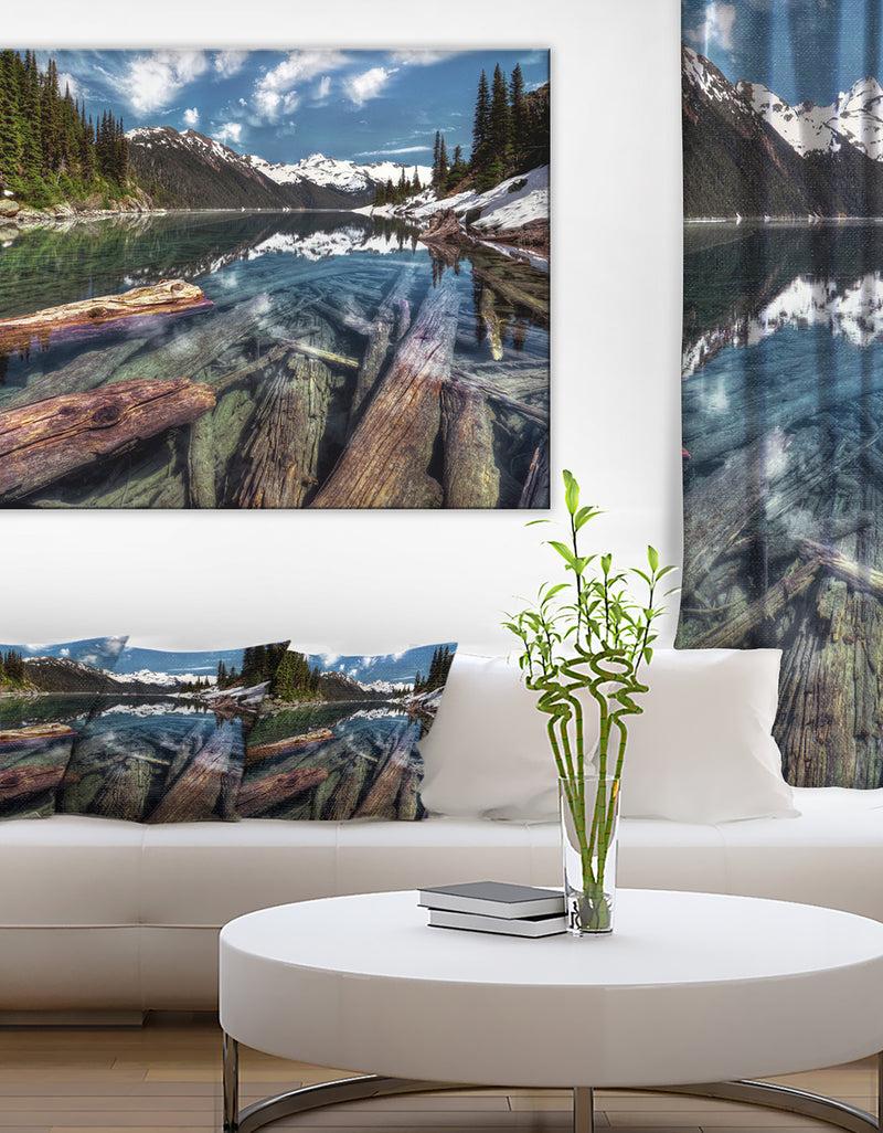 DesignQ Sunken Logs n Mountain Lake - Extra Large Landscape Art Canvas