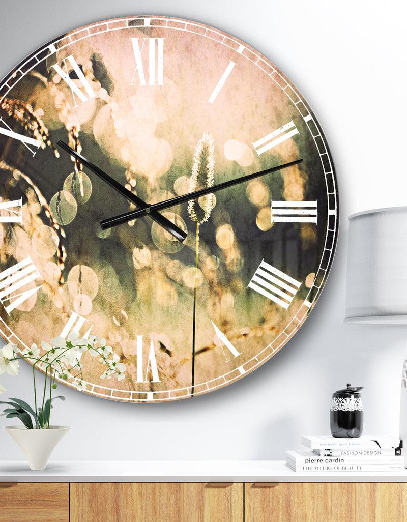 DesignQ Sunny Meadow with Wild Flowers - Flower Large Wall CLock