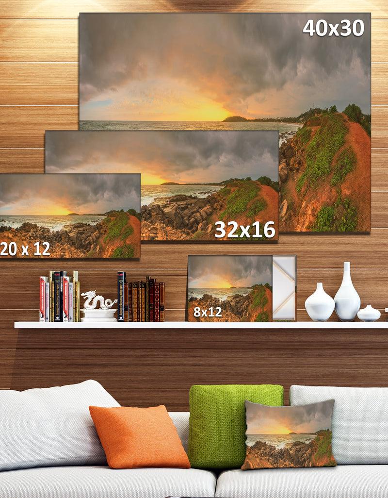 DesignQ Sunrise At Romantic Beach At Sri Lanka - Landscape Artwork Canvas