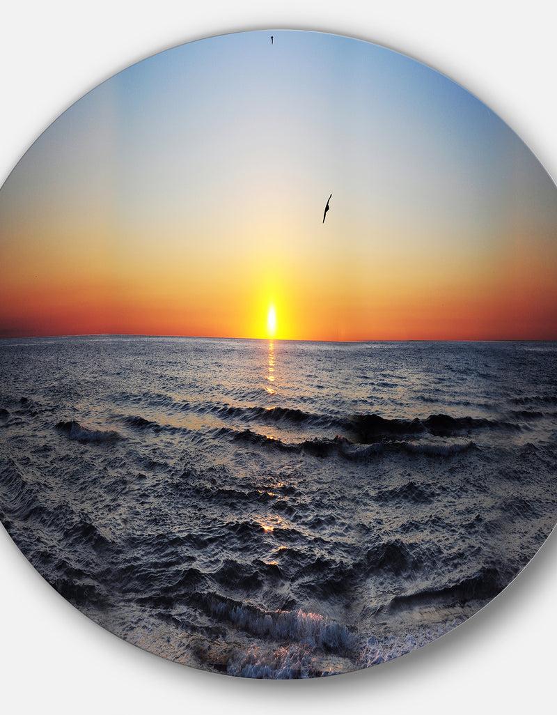 DesignQ Sunrise At Sea Panorama - Photo Disc Metal Wall Art