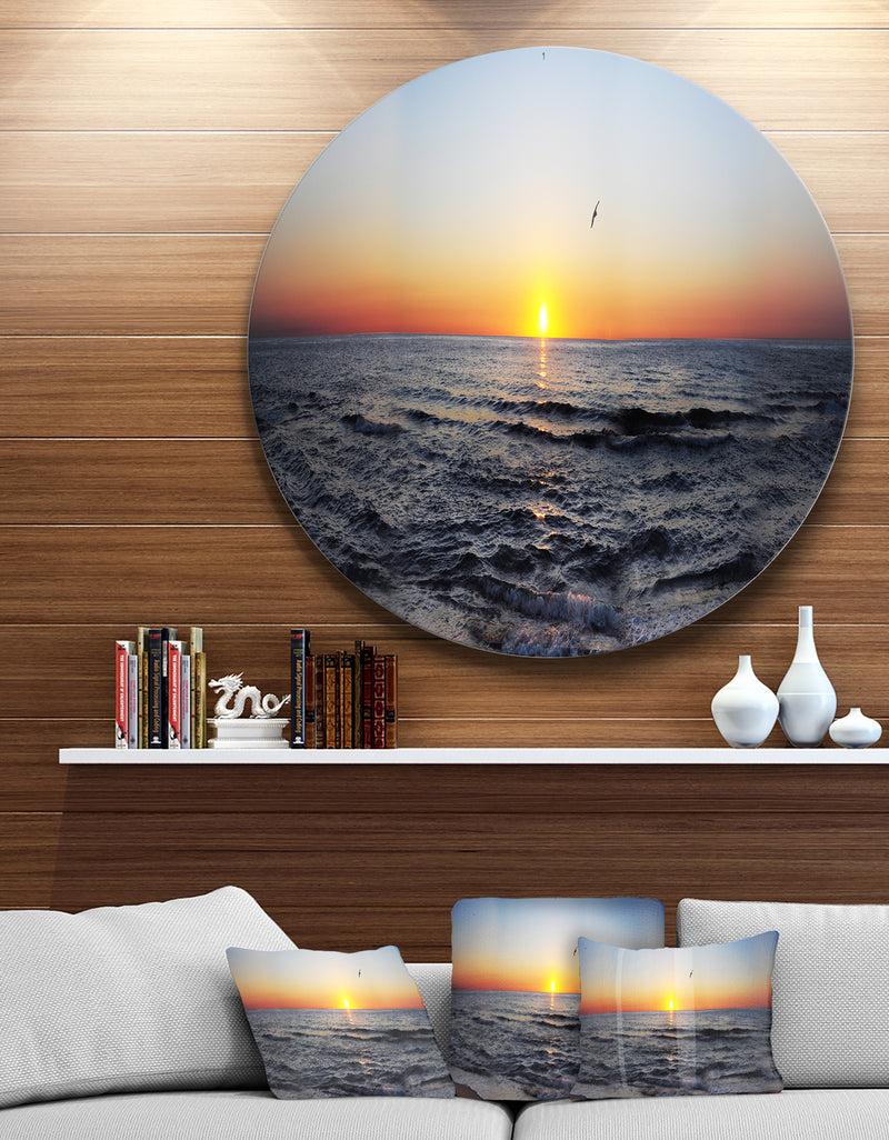 DesignQ Sunrise at Sea Panorama - Photo Disc Metal Wall Art