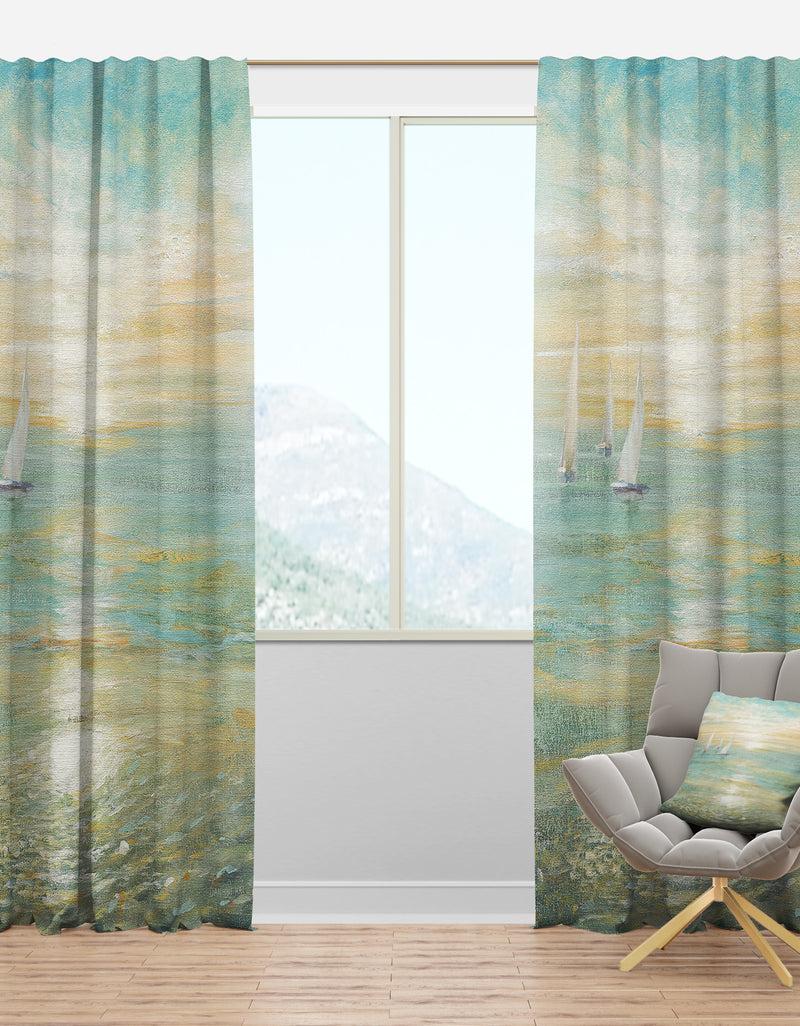 DesignQ Sunrise Boat I - Nautical & Coastal Curtain Panels