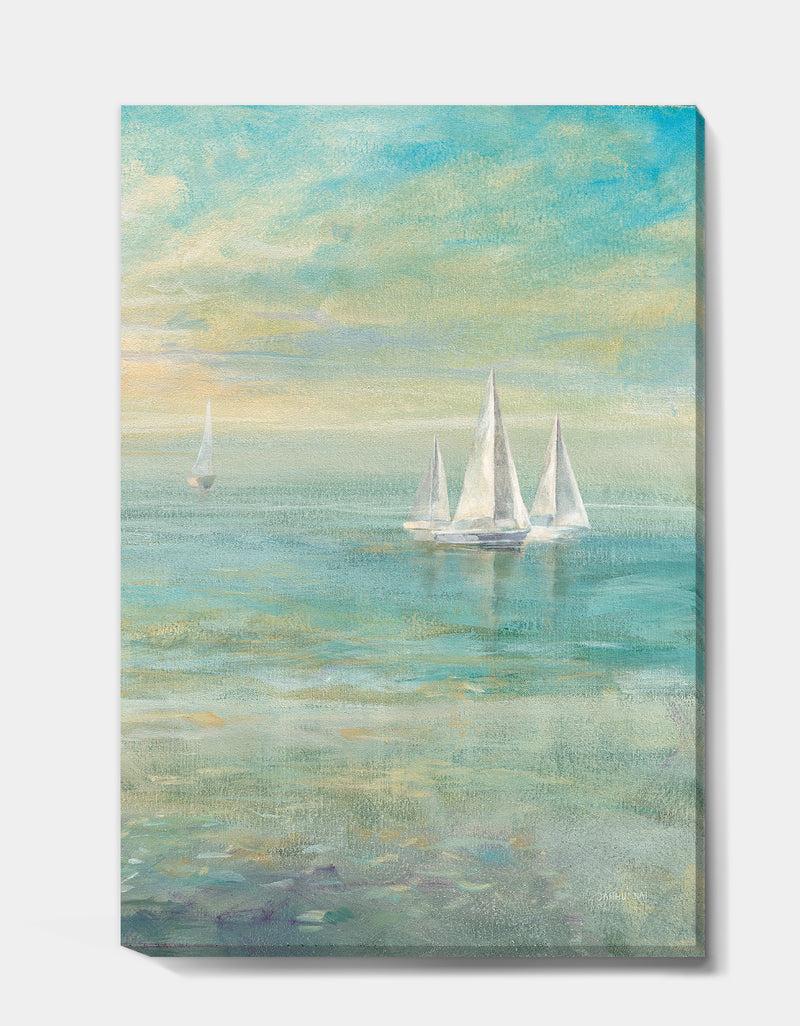 DesignQ Sunrise Boat II - Nautical & Coastal Canvas Art