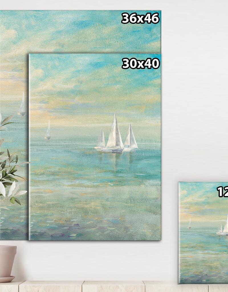 DesignQ Sunrise Boat II - Nautical & Coastal Canvas Art