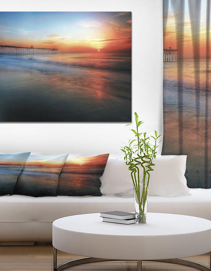 DesignQ Sunrise by the pier - Sea & Shore Photography on wrapped Canvas