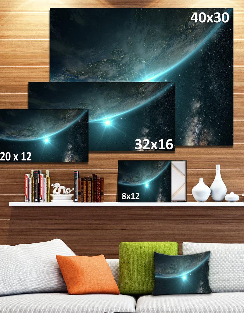 DesignQ Sunrise In Earth From Space - Contemporary Landscape Canvas Art