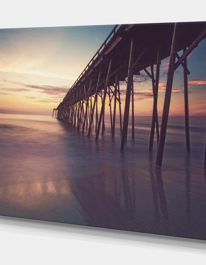 DesignQ Sunrise In Fishing Pier - Sea & Shore Photography On Wrapped Canvas