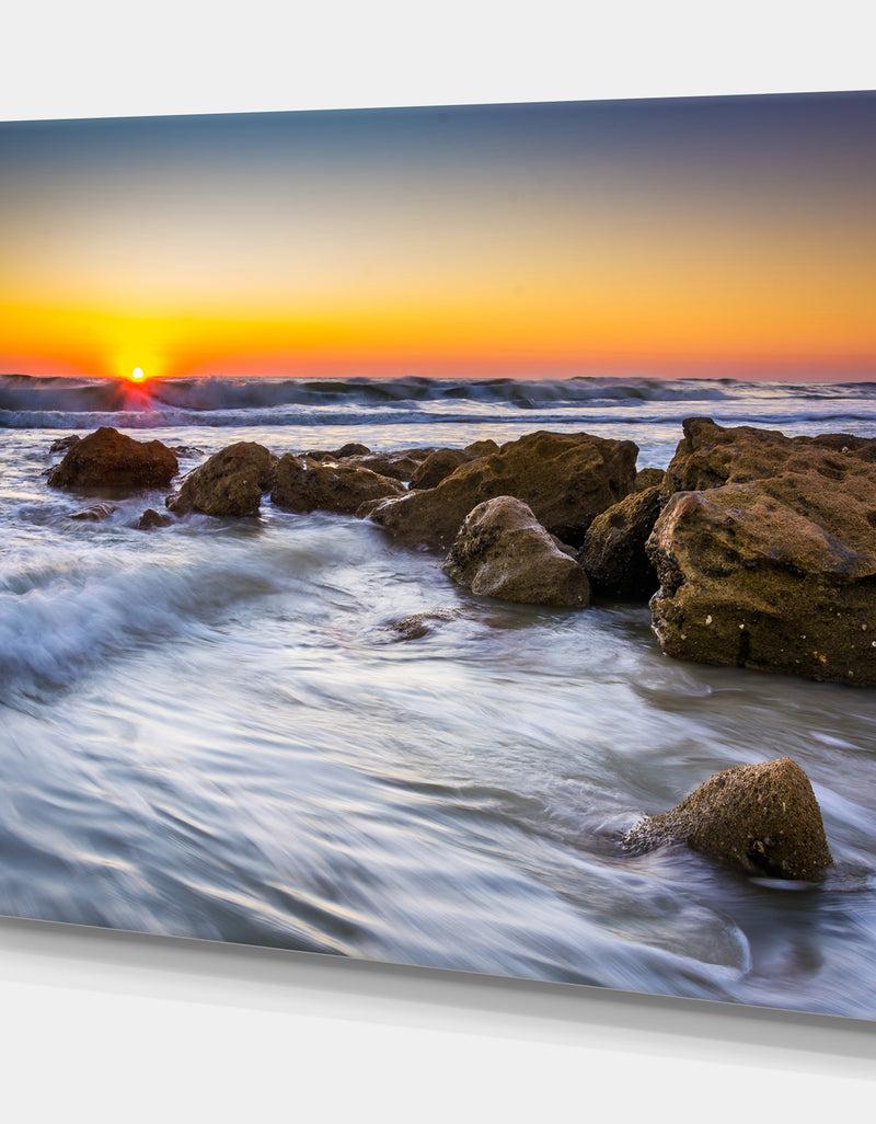 DesignQ Sunrise In Palm Coast - Landscapes Sea & Shore Photographic On Wrapped Canvas