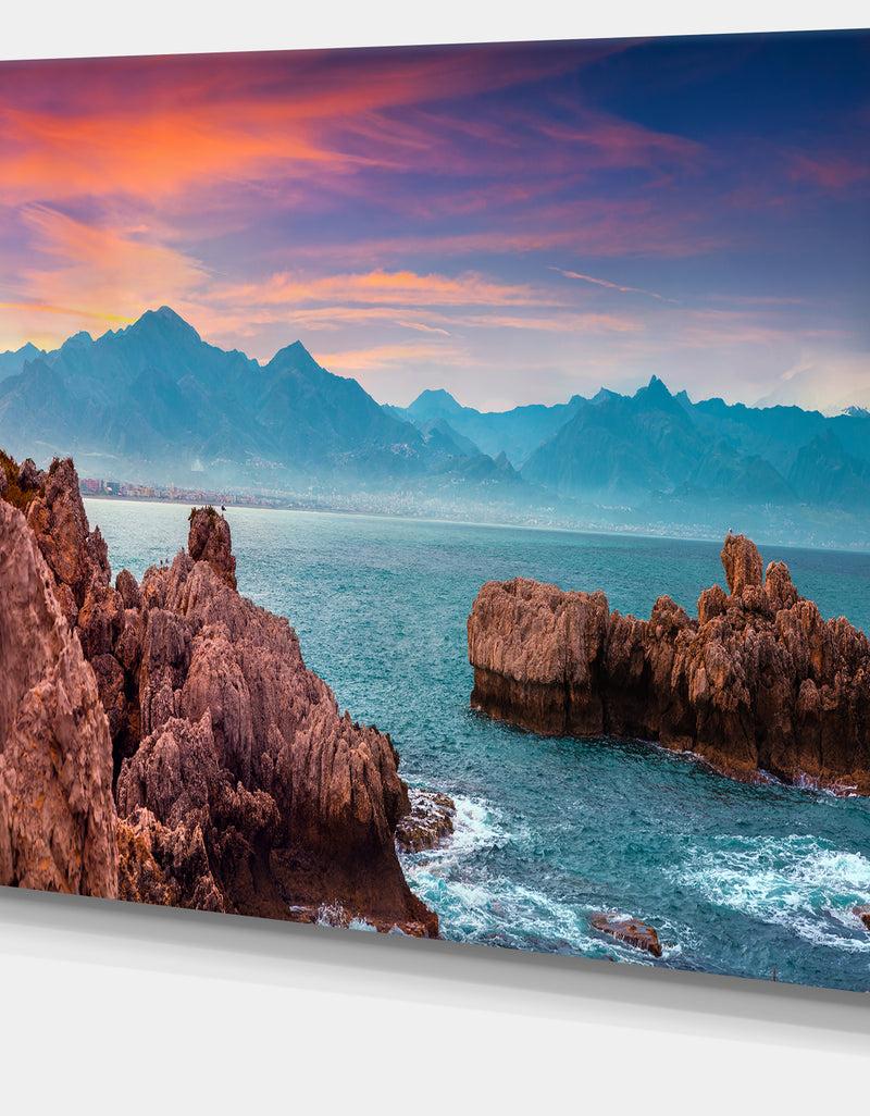 DesignQ Sunrise On Barbor Milazzo Panorama - Landscape Print Wall Artwork