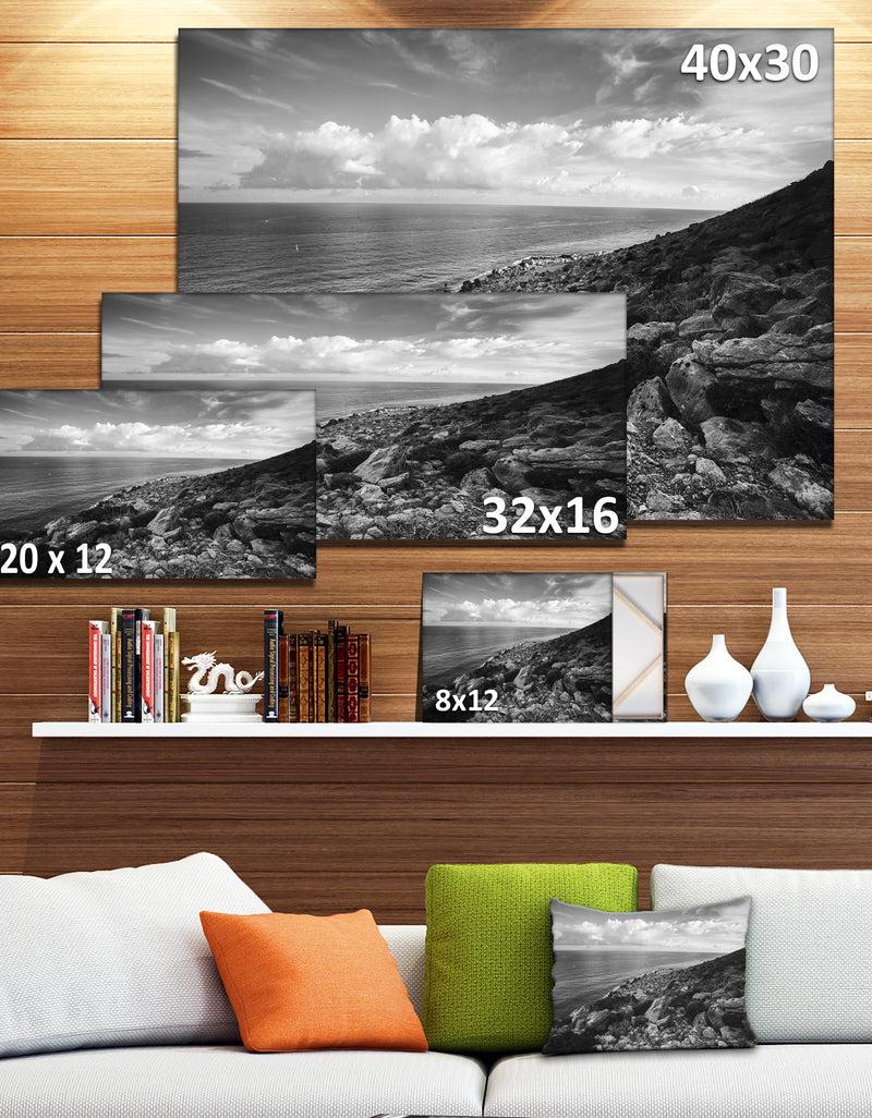 DesignQ Sunrise Over Sicily Black And White - Beach Canvas Wall Art