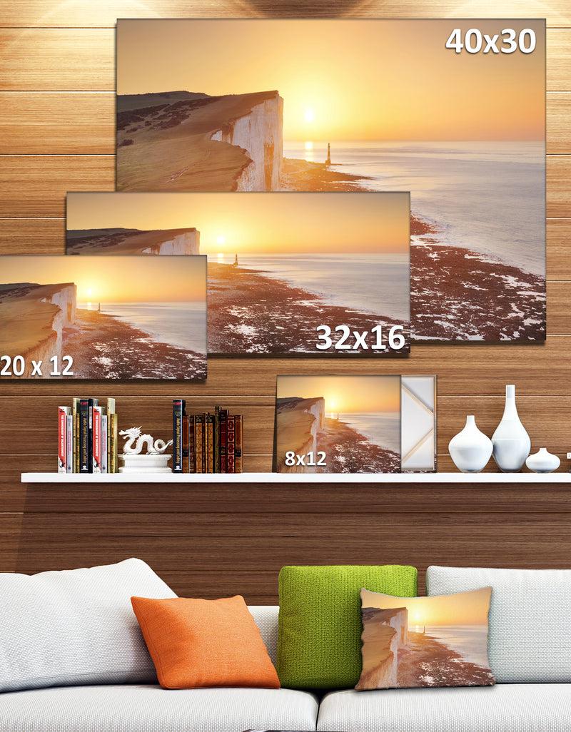 DesignQ Sunrise Over South Coast Of England - Modern Seashore Canvas Wall Art