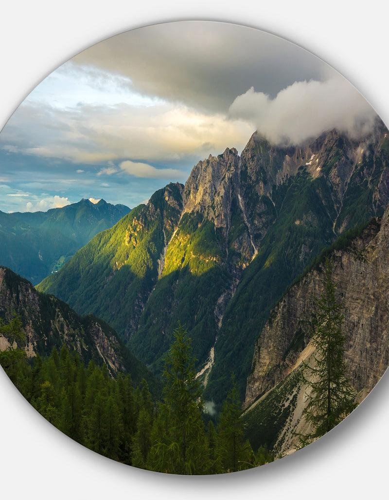 DesignQ Sunrise With Yellow Reflection - Landscape Photo Disc Metal Wall Art