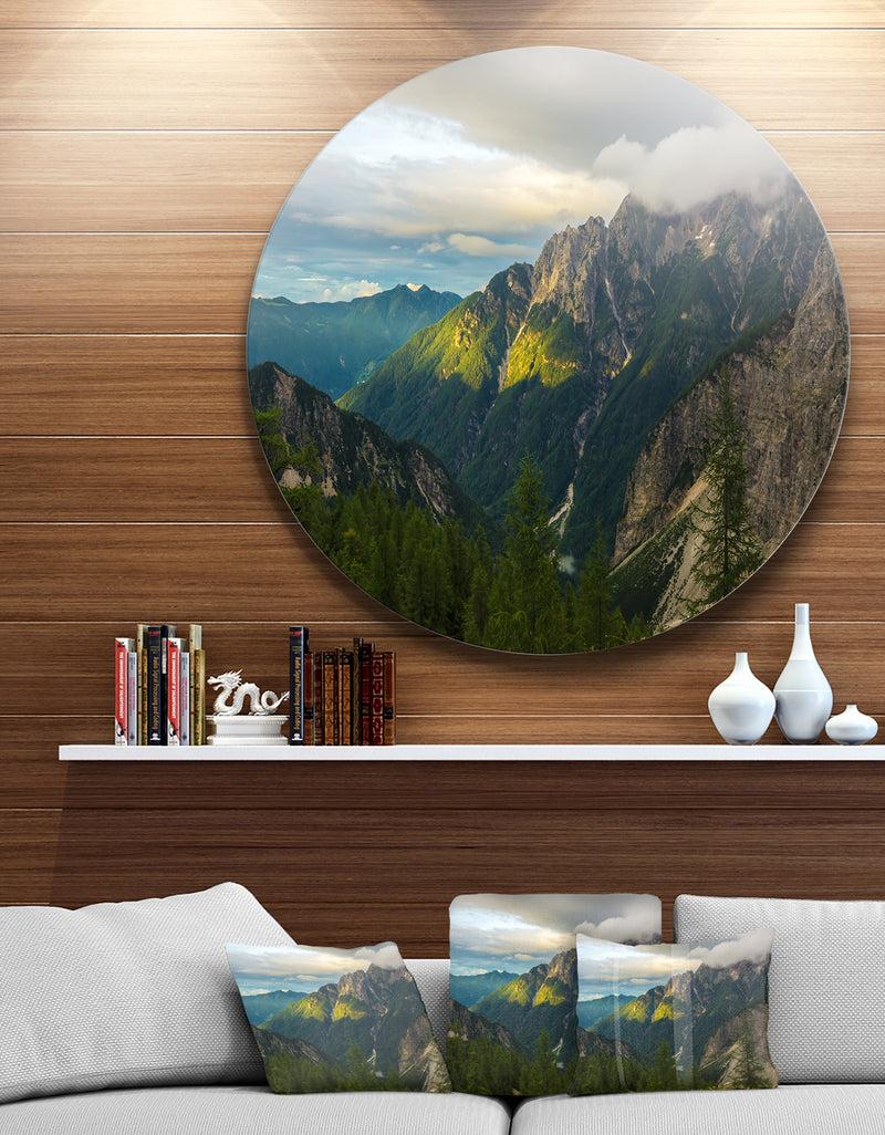 DesignQ Sunrise with Yellow Reflection - Landscape Photo Disc Metal Wall Art