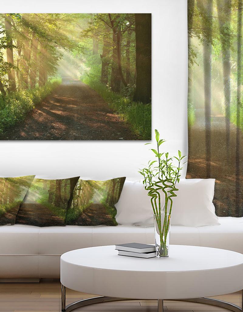 DesignQ Suns Peeks into Forest - Landscape Photo Canvas Print