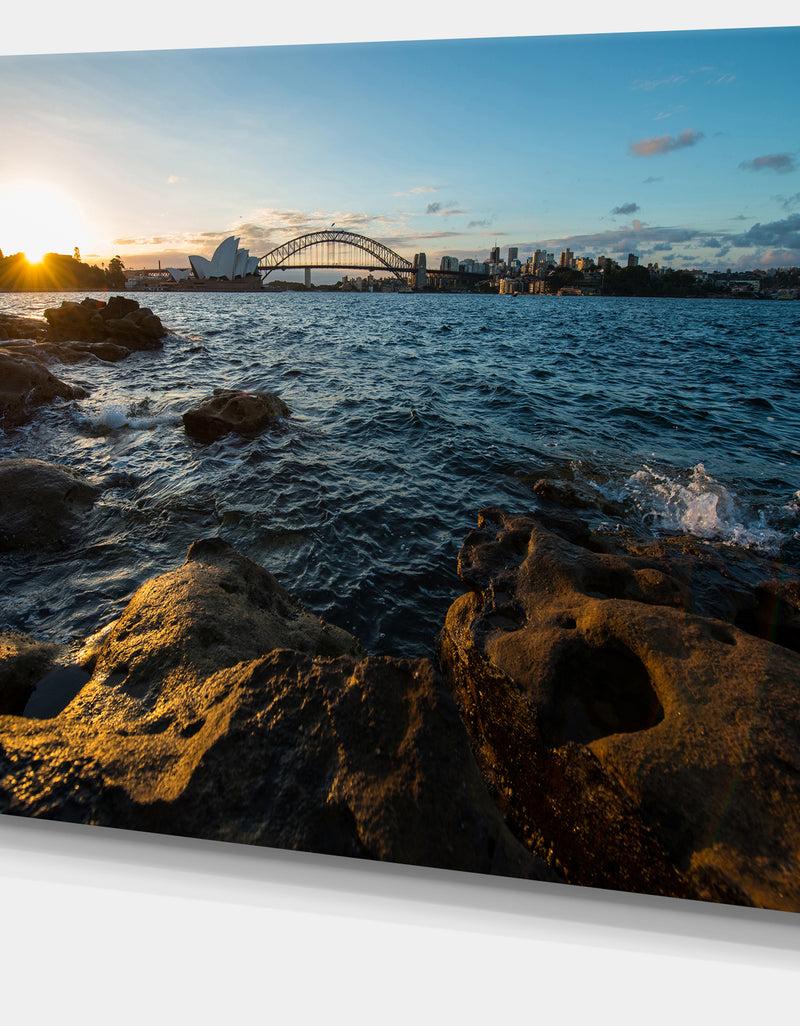 DesignQ Sunset At Opera House Sydney - Large Seashore Canvas Print