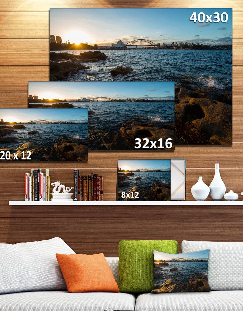 DesignQ Sunset At Opera House Sydney - Large Seashore Canvas Print