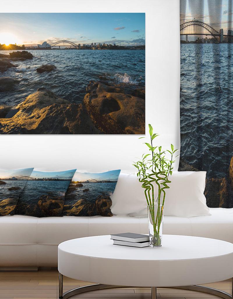 DesignQ Sunset At Opera House Sydney - Large Seashore Canvas Print