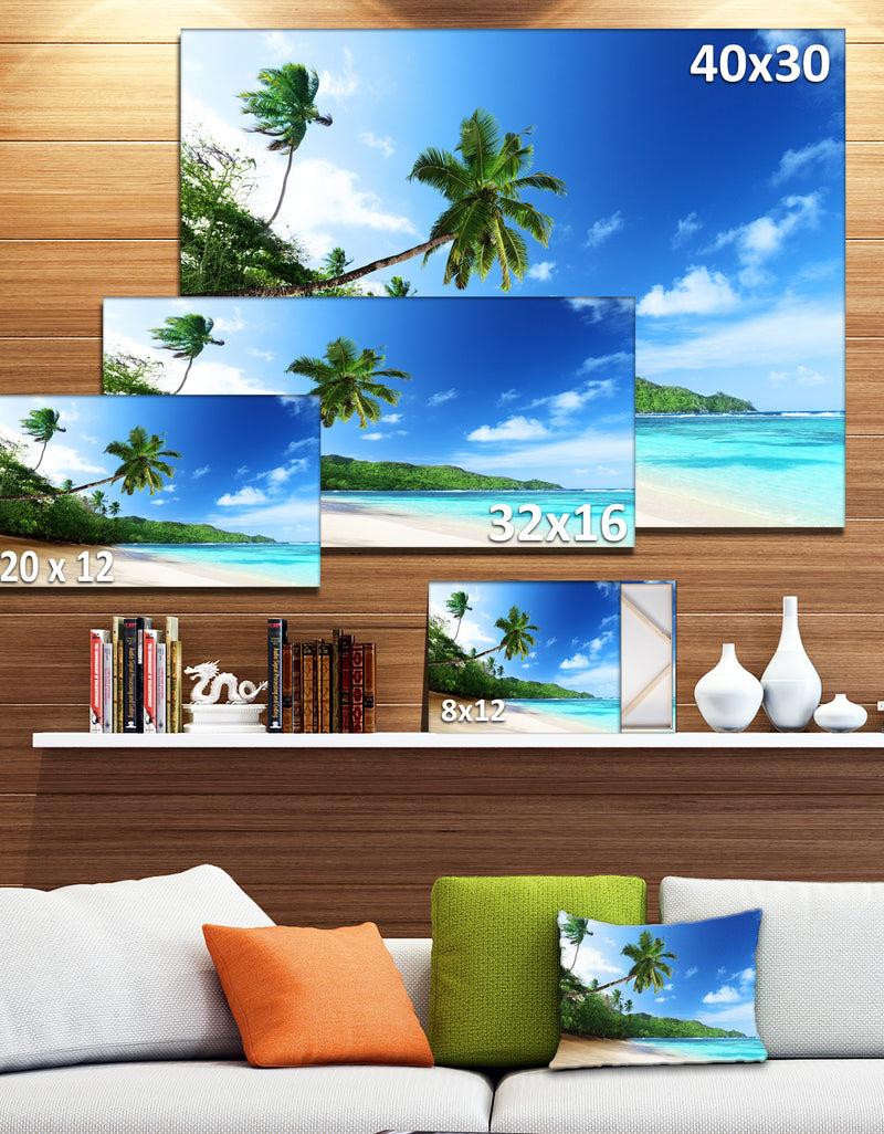 DesignQ Sunset Beach With Palm - Landscape Photography Canvas Print