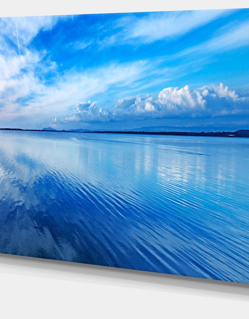 DesignQ Sunset Blue Panoramic Landscape - Oversized Landscape Wall Art Print