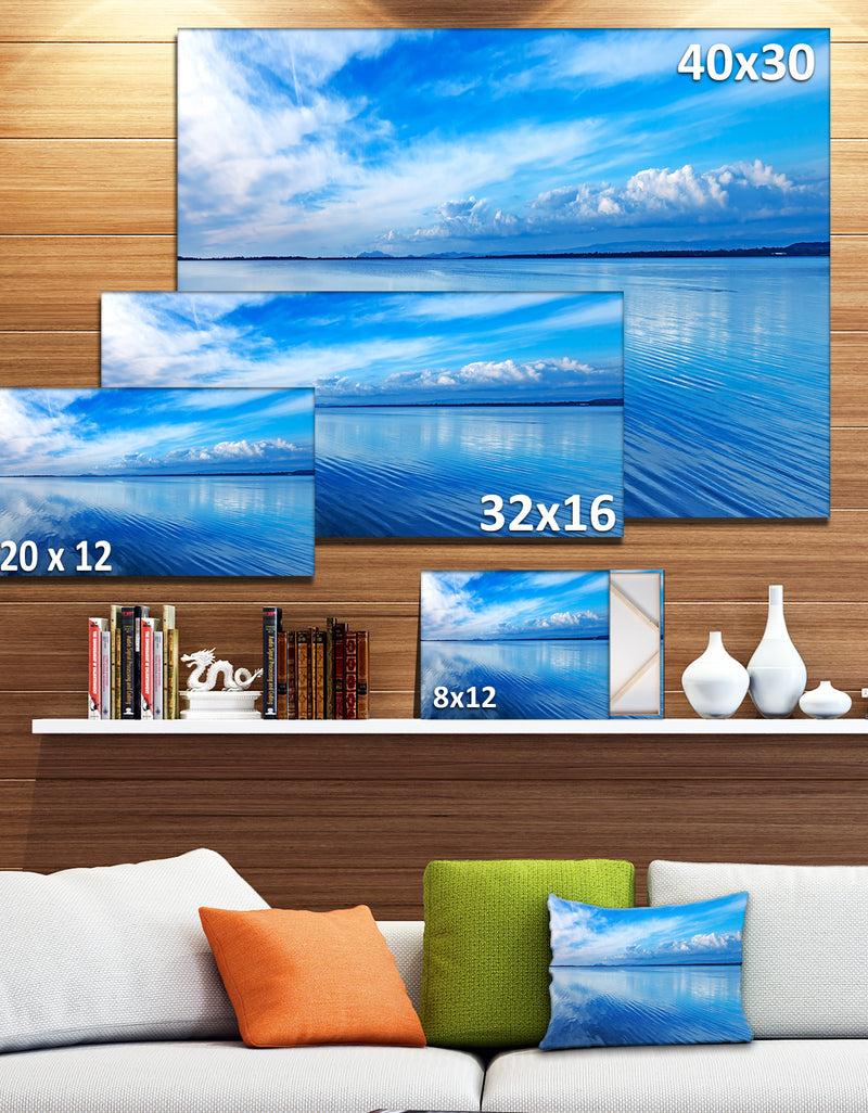 DesignQ Sunset Blue Panoramic Landscape - Oversized Landscape Wall Art Print