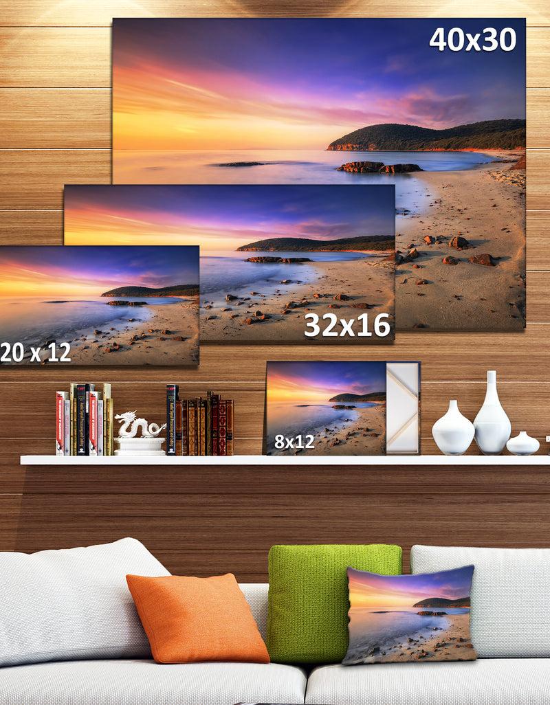 DesignQ Sunset In Cala Violina Bay Beach - Extra Large Seashore Canvas Art